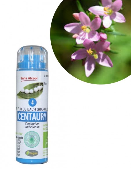 Fleur de Bach CENTAURY n°4 (Petite centaurée) – granules sans alcool Kosméo