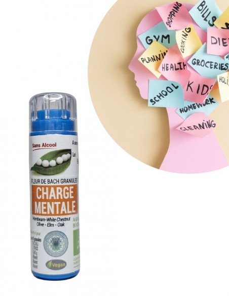 Complexe Charge Mentale Bio sans alcool – Granules Fleurs de Bach Kosmeo