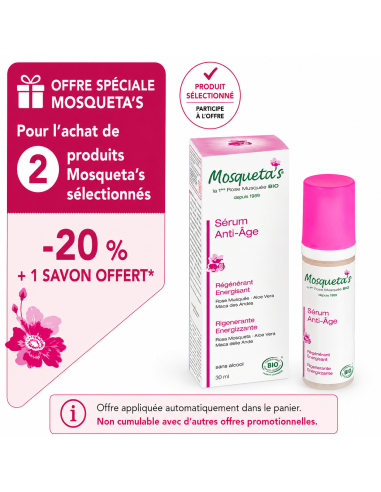 Sérum Anti-Âge Énergisant Mosqueta’s – soin intensif à la Rose Musquée bio pour peau revitalisée et raffermie